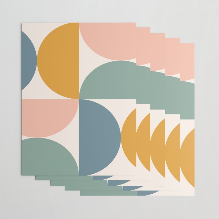 Bauhaus Mid Century Modern Geometric II Natural Pastel Wrapping Paper Gallery Image 3