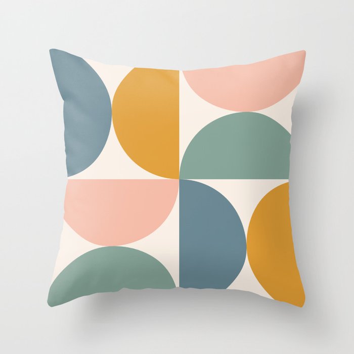 Bauhaus Mid Century Modern Geometric II Natural Pastel Throw Pillow Gallery Image 6