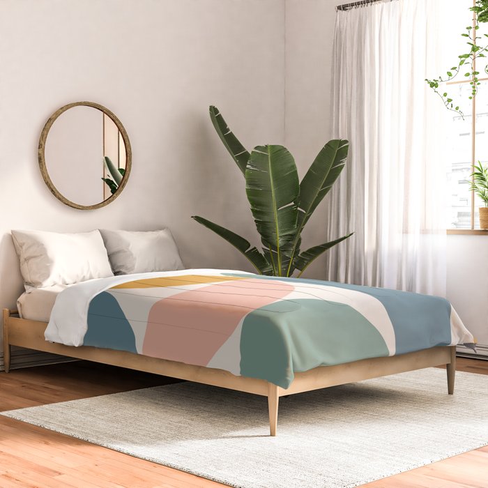 Bauhaus Mid Century Modern Geometric II Natural Pastel Comforter Gallery Image 2