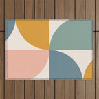 Bauhaus Mid Century Modern Geometric II Natural Pastel Outdoor Rug Gallery Image 1