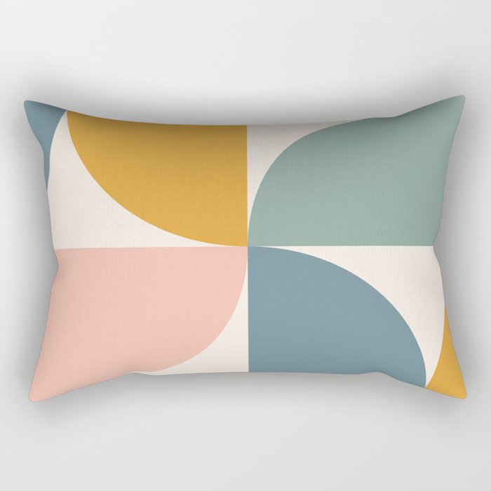 Bauhaus Mid Century Modern Geometric II Natural Pastel Rectangular Pillow Gallery Image 1