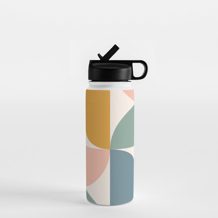 Bauhaus Mid Century Modern Geometric II Natural Pastel Water Bottle Gallery Image 1