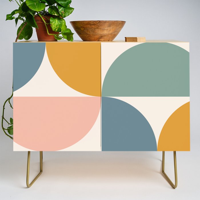 Bauhaus Mid Century Modern Geometric II Natural Pastel Credenza Gallery Image 1