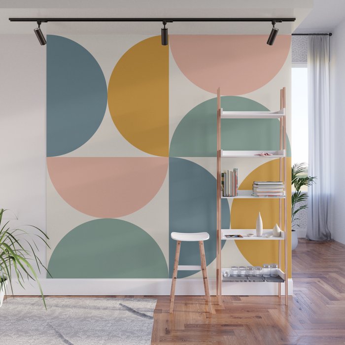 Bauhaus Mid Century Modern Geometric II Natural Pastel Wall Mural Gallery Image 1
