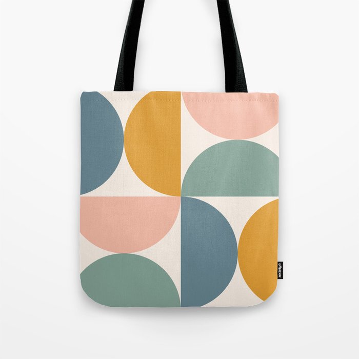 Bauhaus Mid Century Modern Geometric II Natural Pastel Tote Bag Gallery Image 1