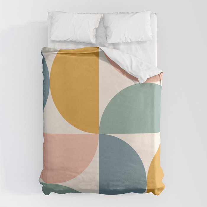 Bauhaus Mid Century Modern Geometric II Natural Pastel Duvet Cover Gallery Image 6