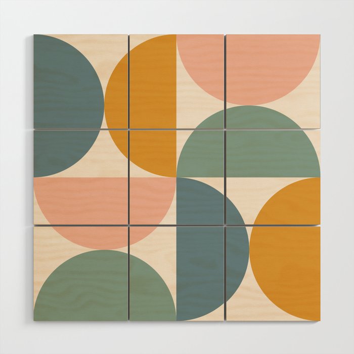Bauhaus Mid Century Modern Geometric II Natural Pastel Wood Wall Art Gallery Image 1