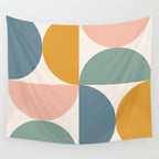 Bauhaus Mid Century Modern Geometric II Natural Pastel Wall Tapestry Gallery Image 4