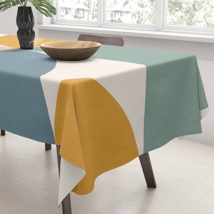 Bauhaus Mid Century Modern Geometric II Natural Pastel Tablecloth Gallery Image 3