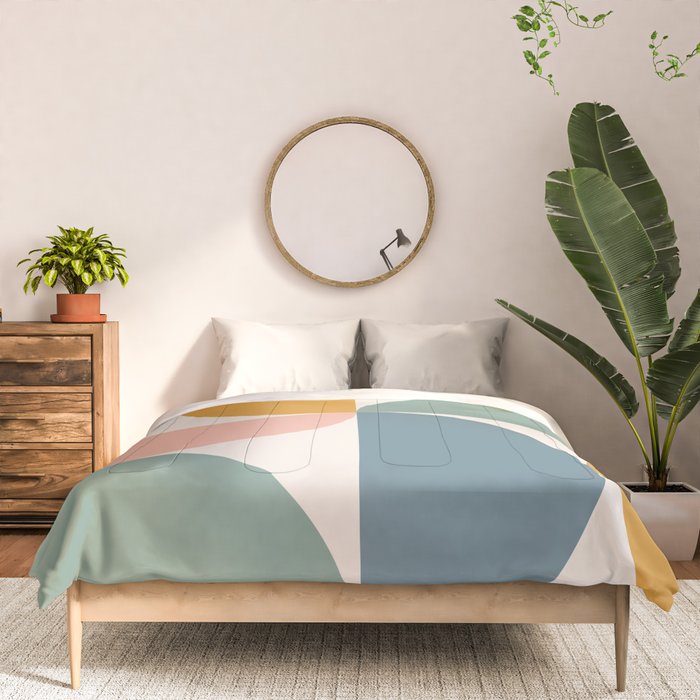 Bauhaus Mid Century Modern Geometric II Natural Pastel Comforter Gallery Image 3