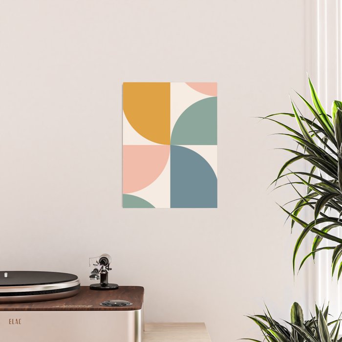 Bauhaus Mid Century Modern Geometric II Natural Pastel Poster Gallery Image 2