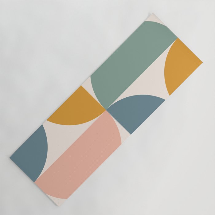 Bauhaus Mid Century Modern Geometric II Natural Pastel Yoga Mat Gallery Image 1