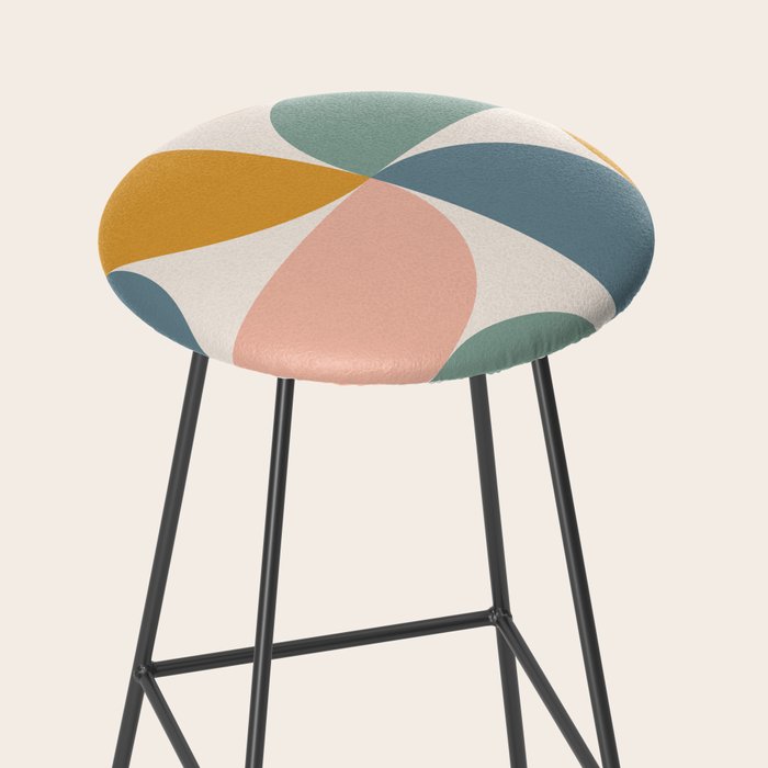 Bauhaus Mid Century Modern Geometric II Natural Pastel Stool Gallery Image 2