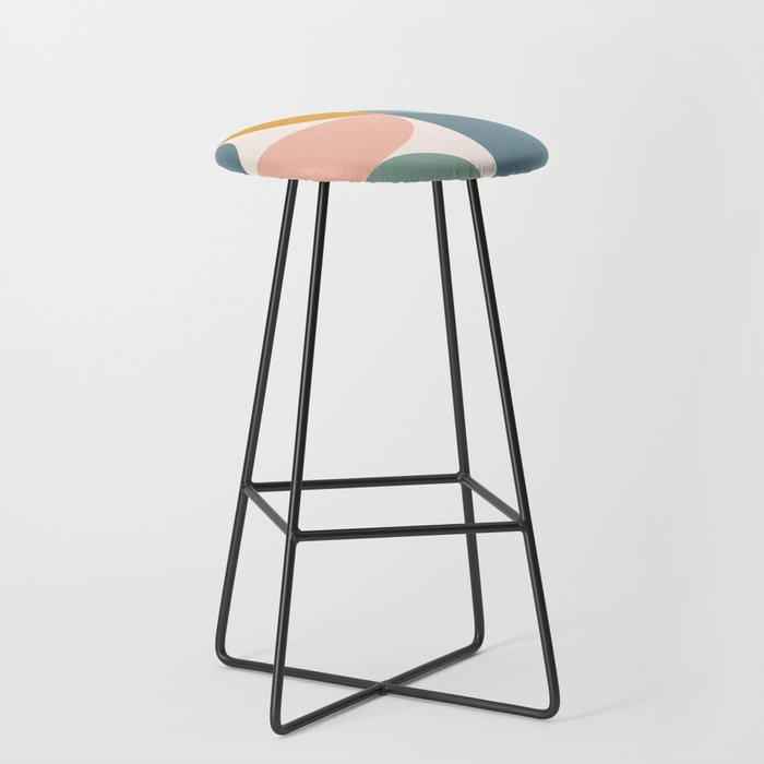 Bauhaus Mid Century Modern Geometric II Natural Pastel Stool Gallery Image 1