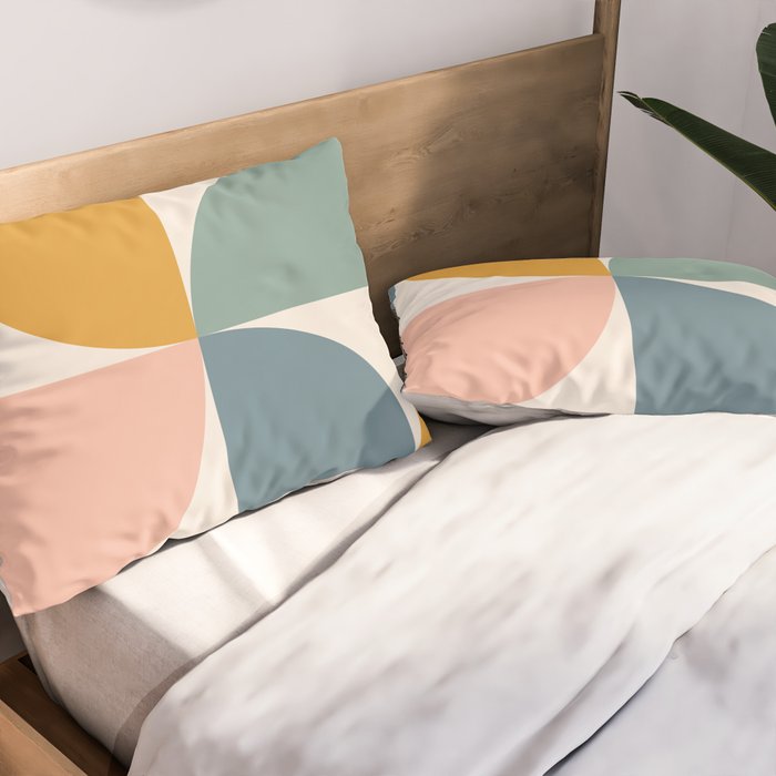 Bauhaus Mid Century Modern Geometric II Natural Pastel Pillow Sham Gallery Image 2