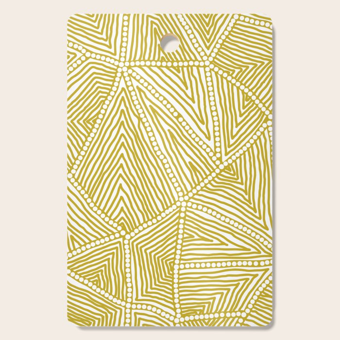 Authentic Aboriginal Art - The Fields (Mustard2) Cutting Board Gallery Image 1