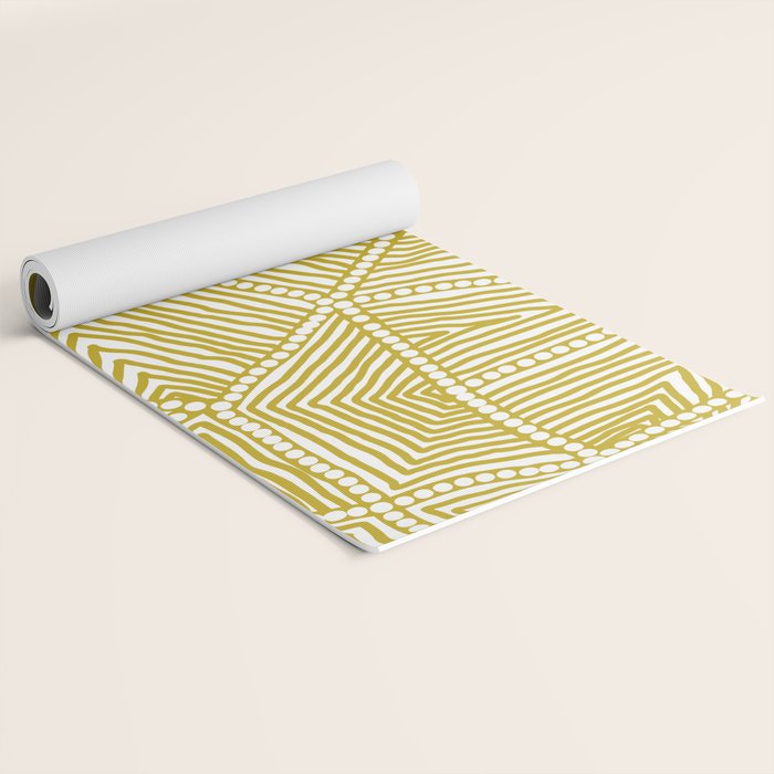 Authentic Aboriginal Art - The Fields (Mustard2) Yoga Mat Gallery Image 2