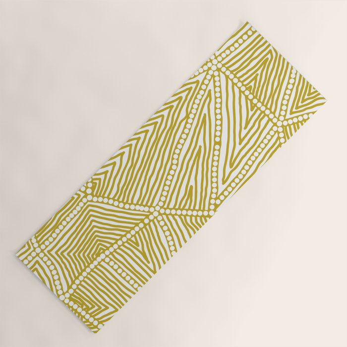 Authentic Aboriginal Art - The Fields (Mustard2) Yoga Mat Gallery Image 1