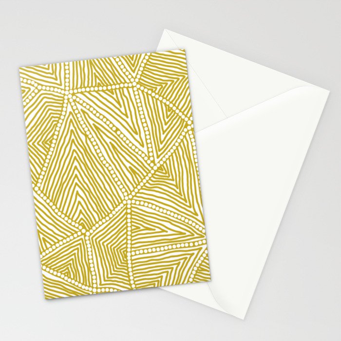Authentic Aboriginal Art - The Fields (Mustard2) Stationery Card Gallery Image 2