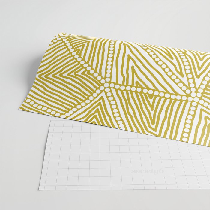 Authentic Aboriginal Art - The Fields (Mustard2) Wrapping Paper Gallery Image 2
