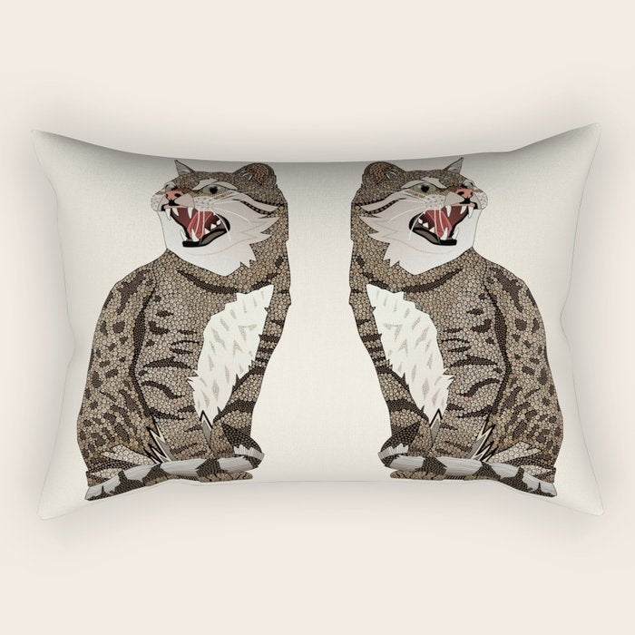 Indian desert cat off white Rectangular Pillow Gallery Image 1