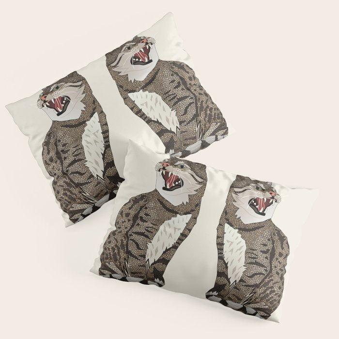 Indian desert cat off white Pillow Sham Gallery Image 3