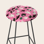 Pink Ghosts, Mushrooms, Bats, and Flowers Pattern Stool Gallery Image 2
