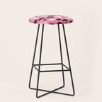 Pink Ghosts, Mushrooms, Bats, and Flowers Pattern Stool Gallery Image 1