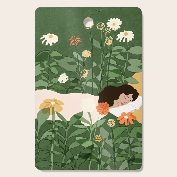 Sleeping on the books Cutting Board Gallery Image 1