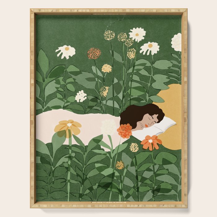 Sleeping on the books Serving Tray Gallery Image 1