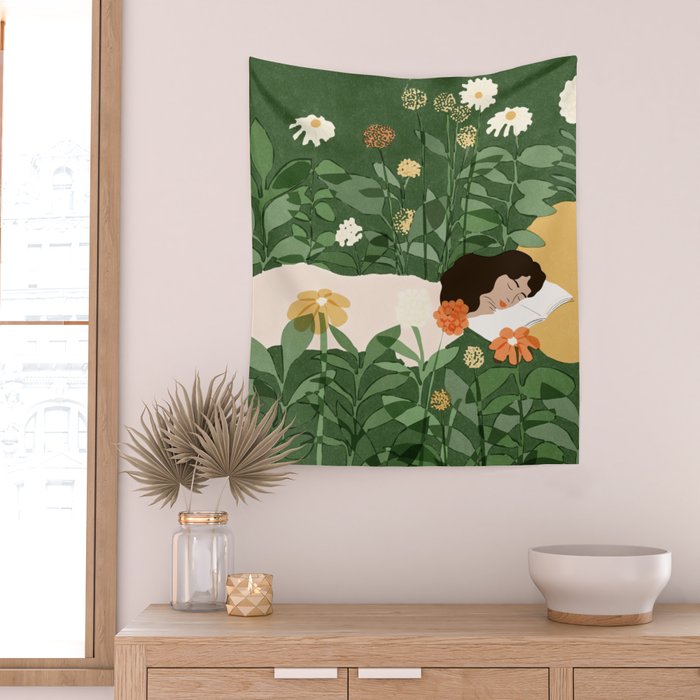Sleeping on the books Wall Tapestry Gallery Image 2