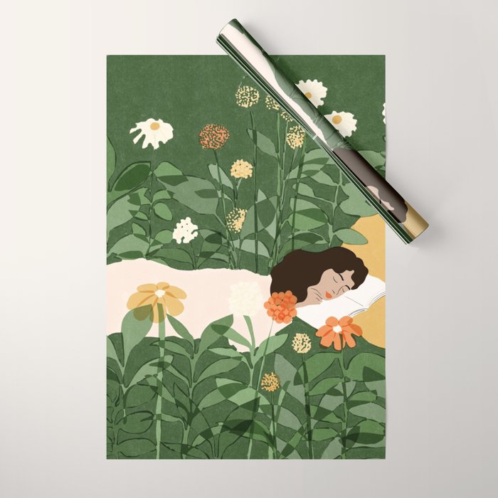 Sleeping on the books Wrapping Paper Gallery Image 1