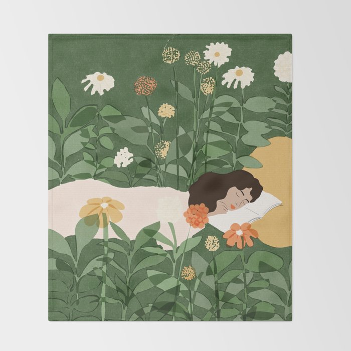 Sleeping on the books Throw Blanket Gallery Image 2