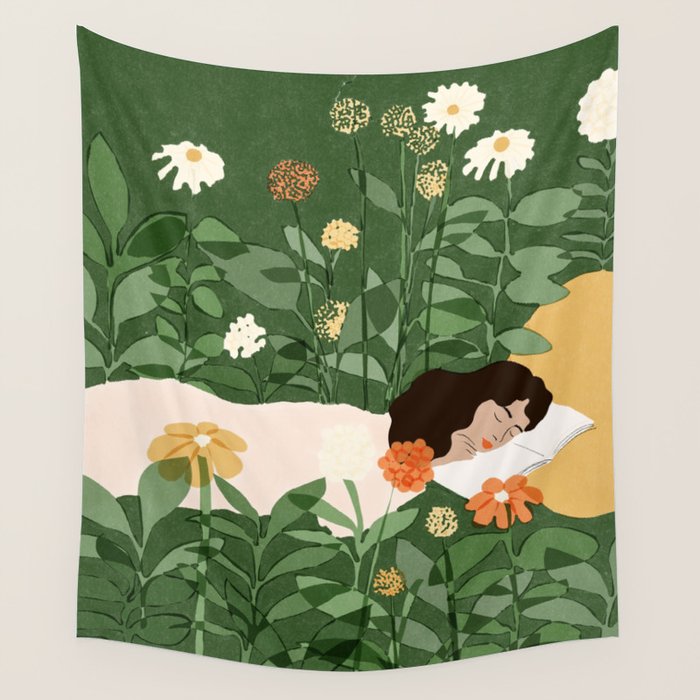 Sleeping on the books Wall Tapestry Gallery Image 4