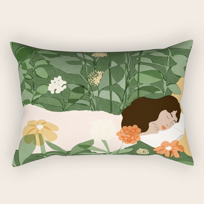 Sleeping on the books Rectangular Pillow Gallery Image 1