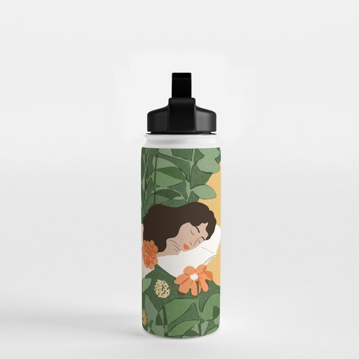 Sleeping on the books Water Bottle Gallery Image 2