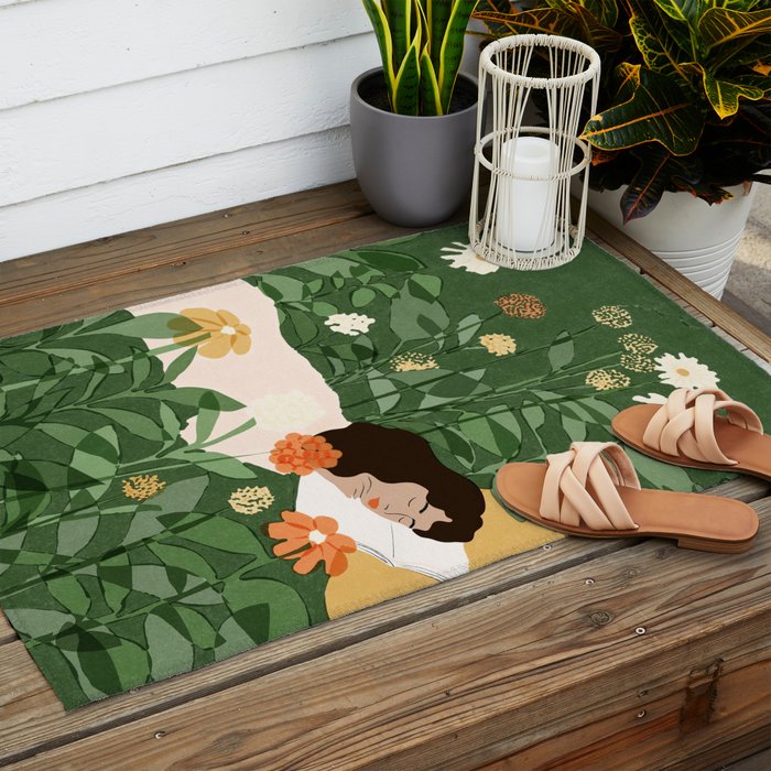 Sleeping on the books Outdoor Rug Gallery Image 2