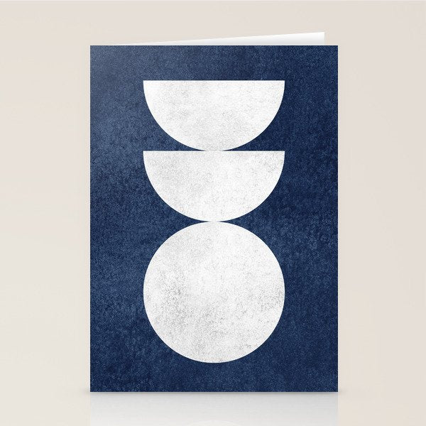 Woodblock navy 2 Mid century modern Stationery Card Gallery Image 2