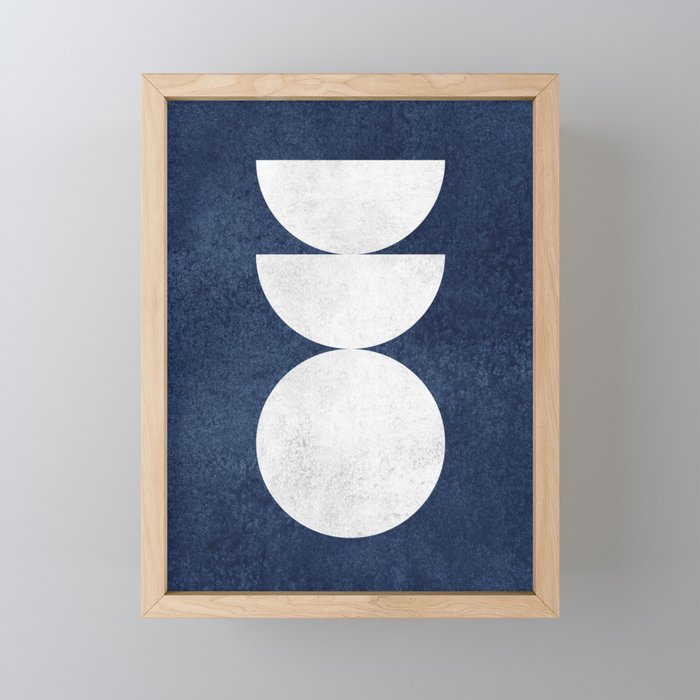 Woodblock navy 2 Mid century modern Mini Art Print Gallery Image 1