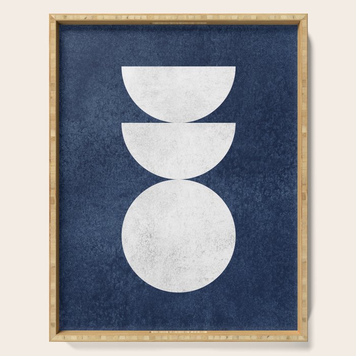 Woodblock navy 2 Mid century modern Serving Tray Gallery Image 1
