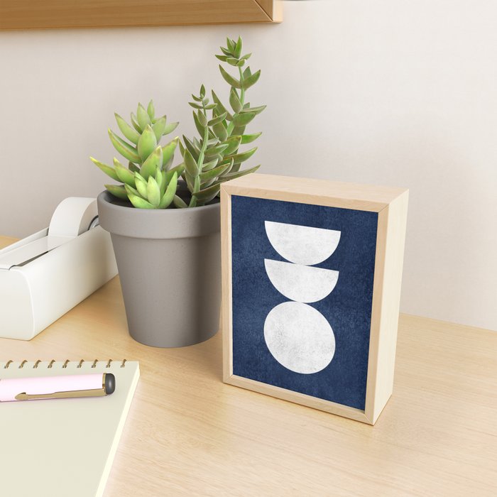 Woodblock navy 2 Mid century modern Mini Art Print Gallery Image 2
