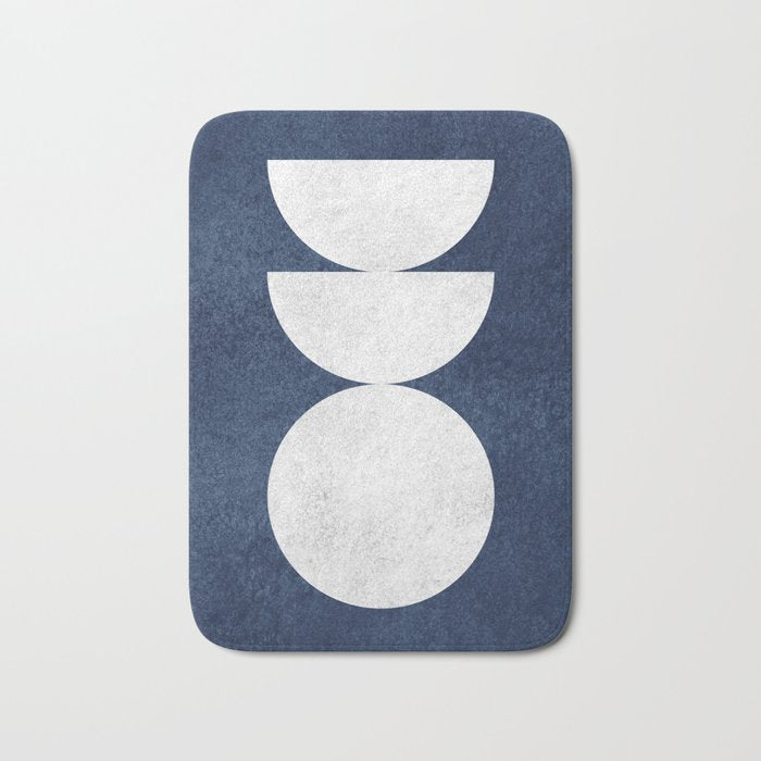 Woodblock navy 2 Mid century modern Bath Mat Gallery Image 1