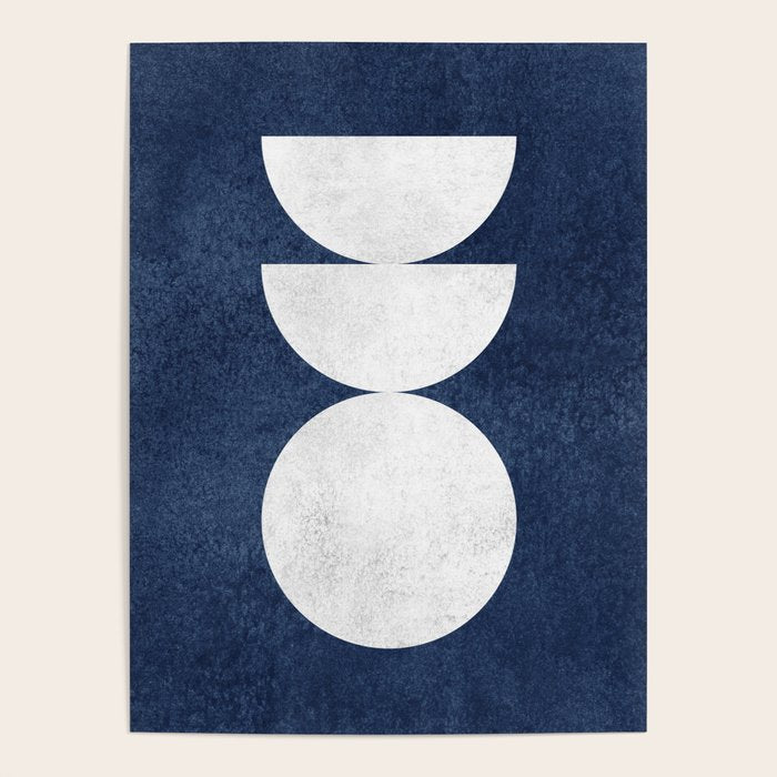 Woodblock navy 2 Mid century modern Poster Gallery Image 1