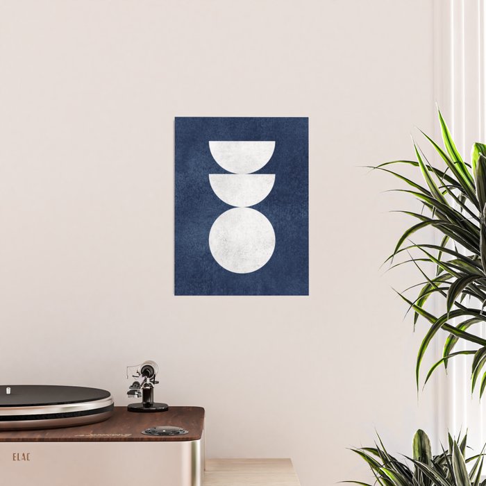 Woodblock navy 2 Mid century modern Poster Gallery Image 2