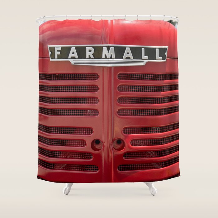 Vintage Farmall M Grill Antique Red Tractor Shower Curtain Gallery Image 1
