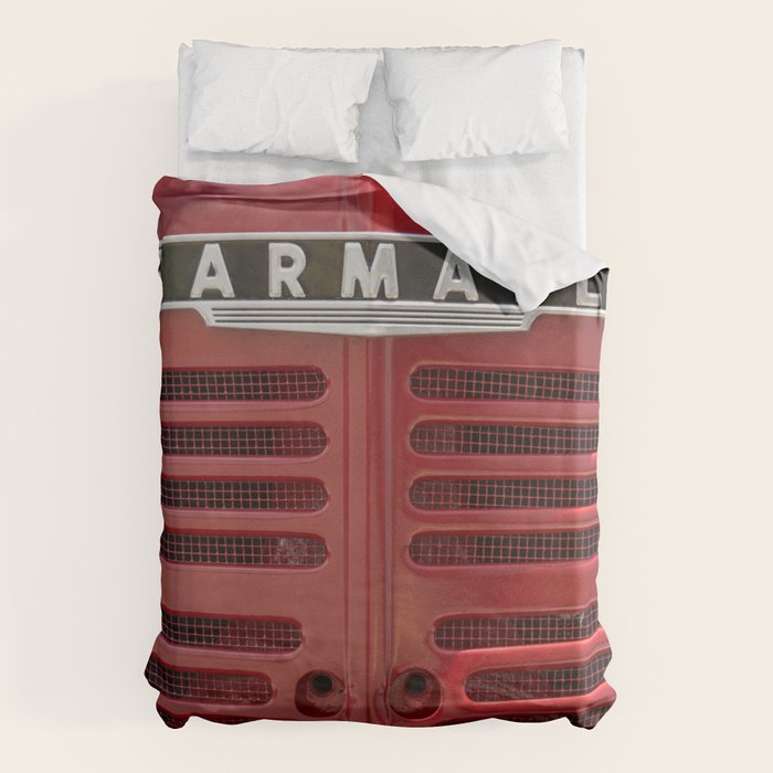 Vintage Farmall M Grill Antique Red Tractor Duvet Cover Gallery Image 1