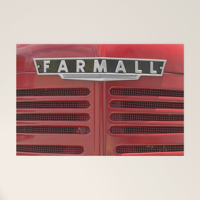 Vintage Farmall M Grill Antique Red Tractor Welcome Mat
