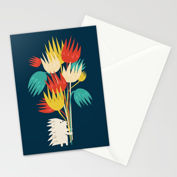 Hedgehog with flowers Stationery Card Gallery Image 2