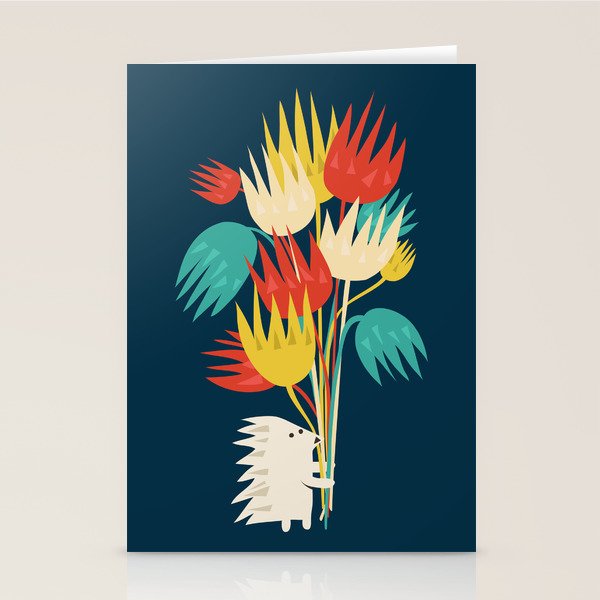 Hedgehog with flowers Stationery Card Gallery Image 1