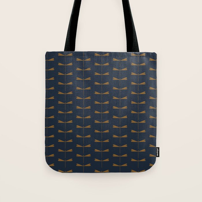 Dragonfly Pattern II Dark Blue Tote Bag Gallery Image 1